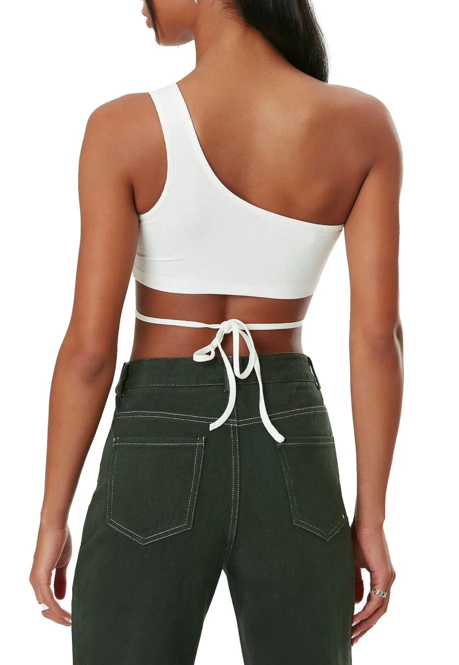 Aria One Shoulder Lace Up Crop Top