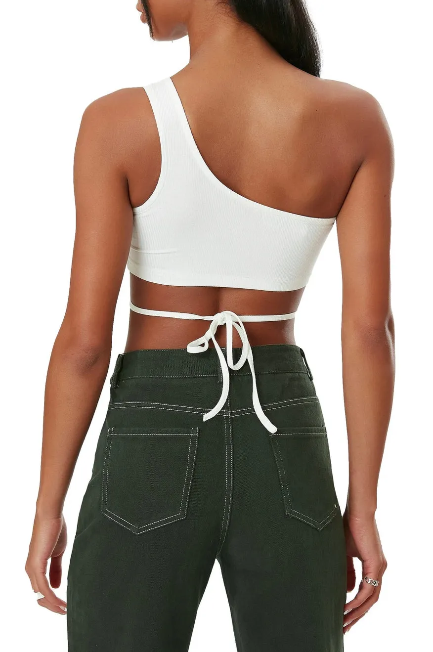 Aria One Shoulder Lace Up Crop Top