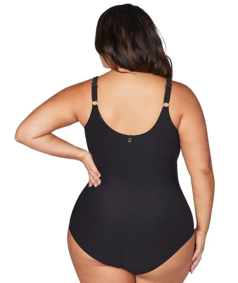 Artesands Recycled Hues Delacroix Cross Front D-G Cup One Piece Swimsuit - Black
