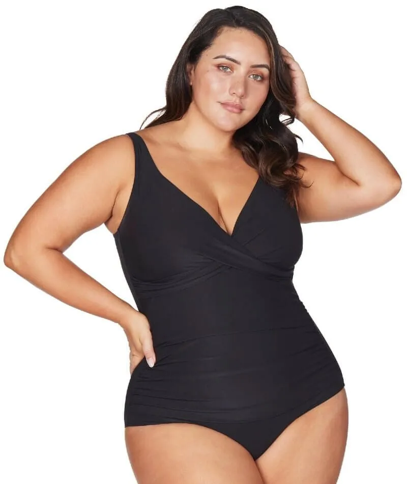 Artesands Recycled Hues Delacroix Cross Front D-G Cup One Piece Swimsuit - Black