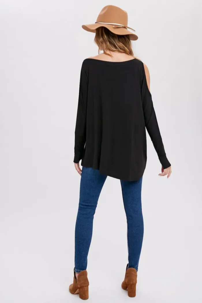 Asymmetrical One Cold Shoulder Top