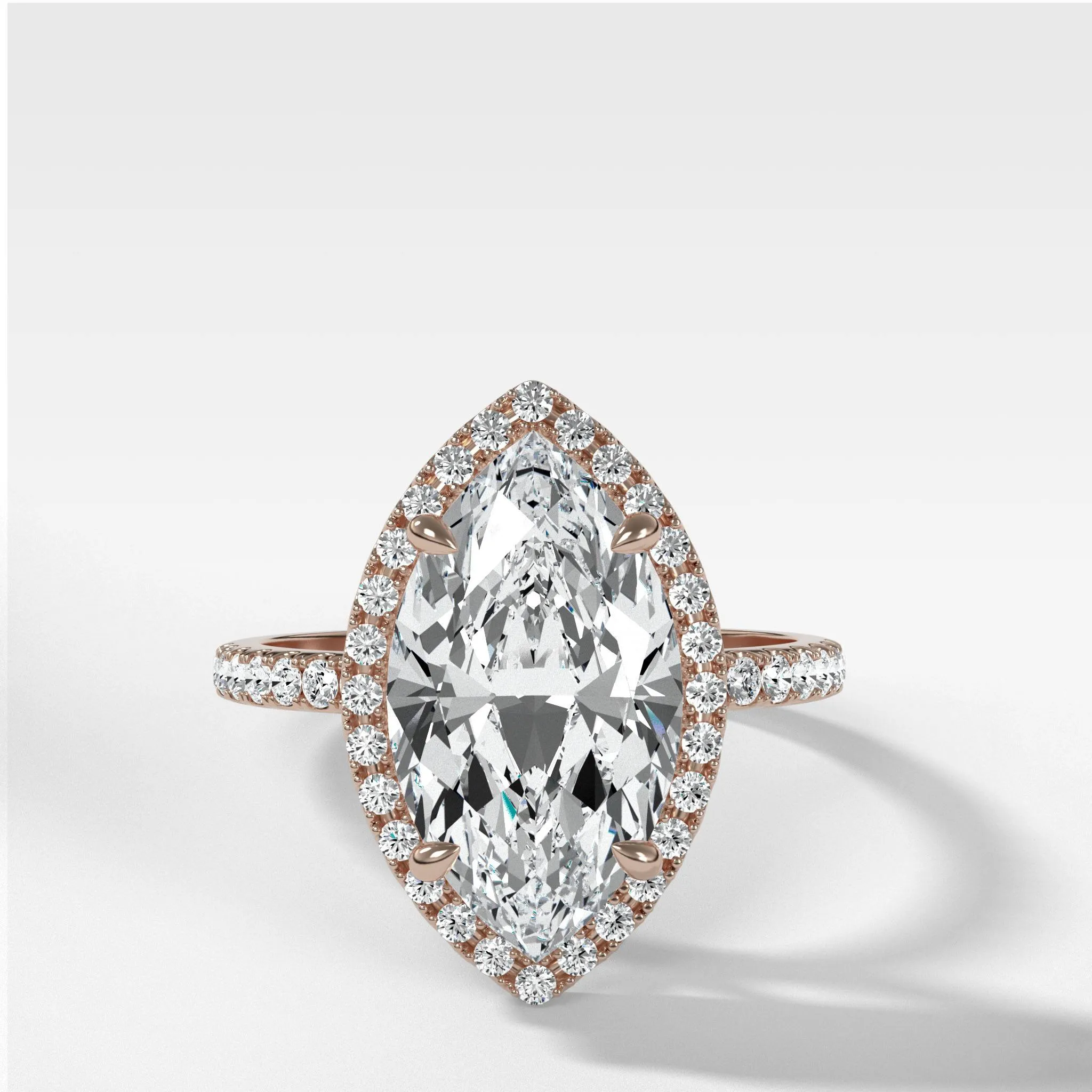 Aurora Pavé Halo Ring With Marquise Cut