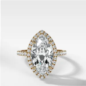 Aurora Pavé Halo Ring With Marquise Cut