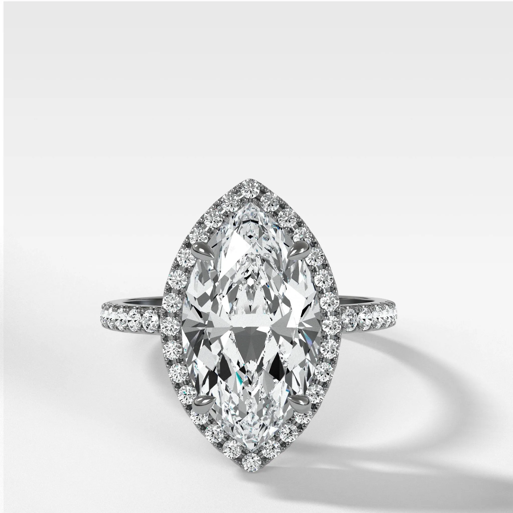 Aurora Pavé Halo Ring With Marquise Cut