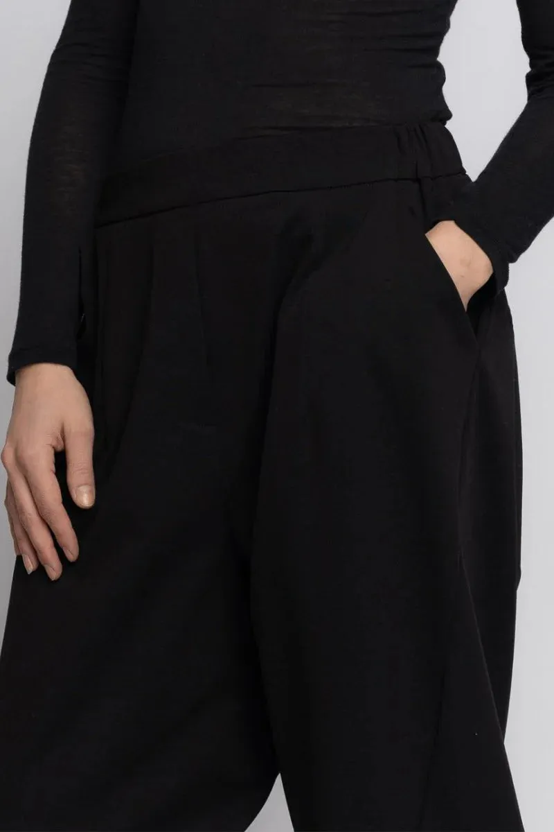 Baci - Elastic Seamed Cotton Pant Black - 307219BLKXS