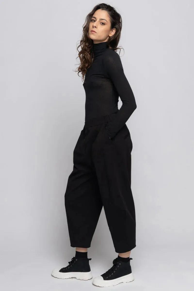 Baci - Elastic Seamed Cotton Pant Black - 307219BLKXS