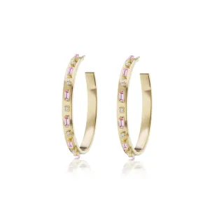 Baguette and Diamond Hoops
