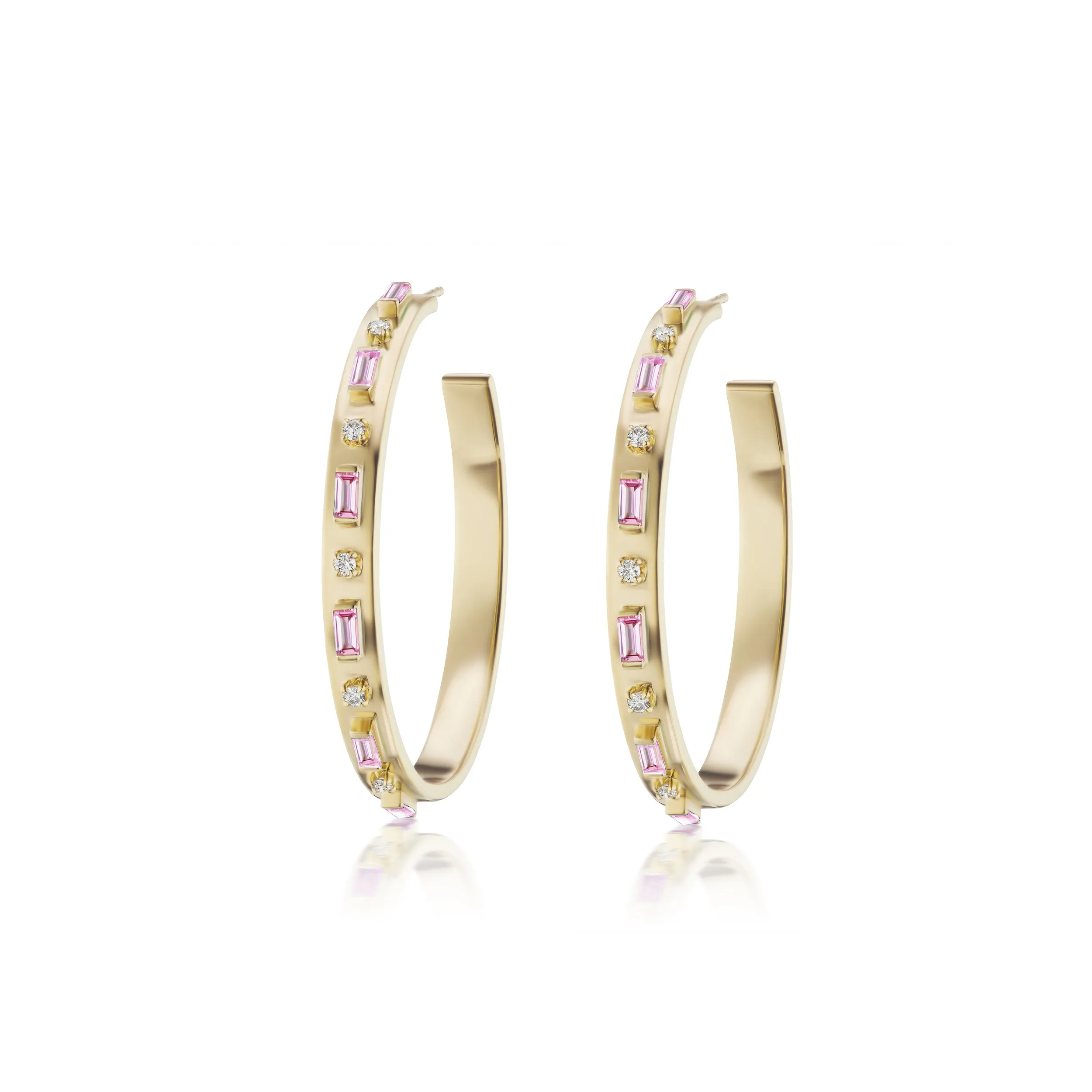Baguette and Diamond Hoops