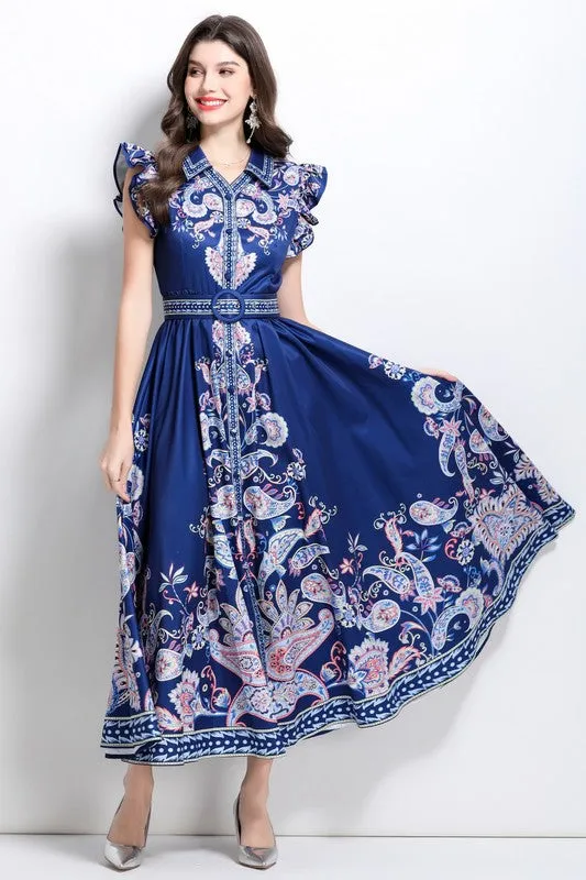 Baroque Paisley Maxi Dress