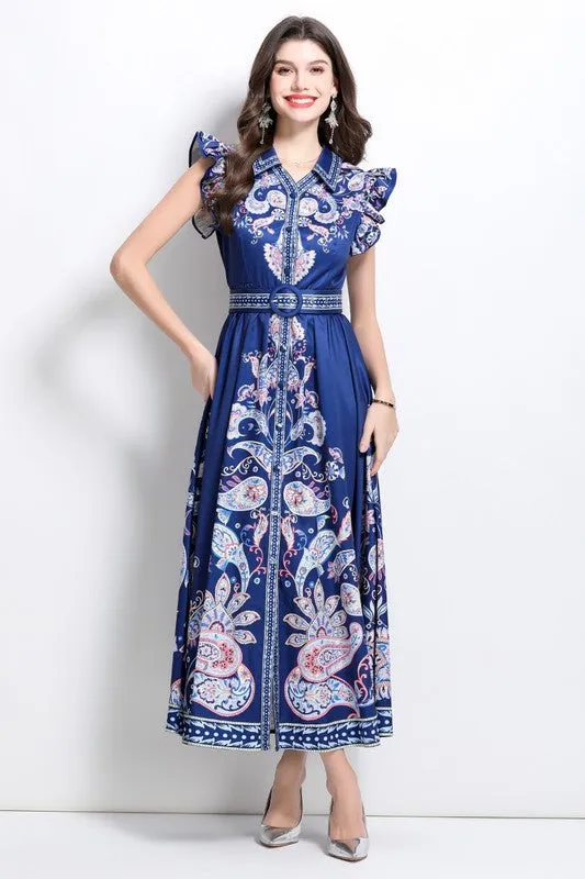 Baroque Paisley Maxi Dress