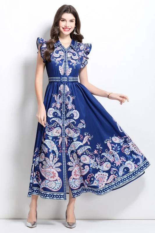 Baroque Paisley Maxi Dress