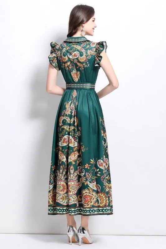Baroque Paisley Maxi Dress