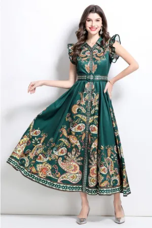 Baroque Paisley Maxi Dress