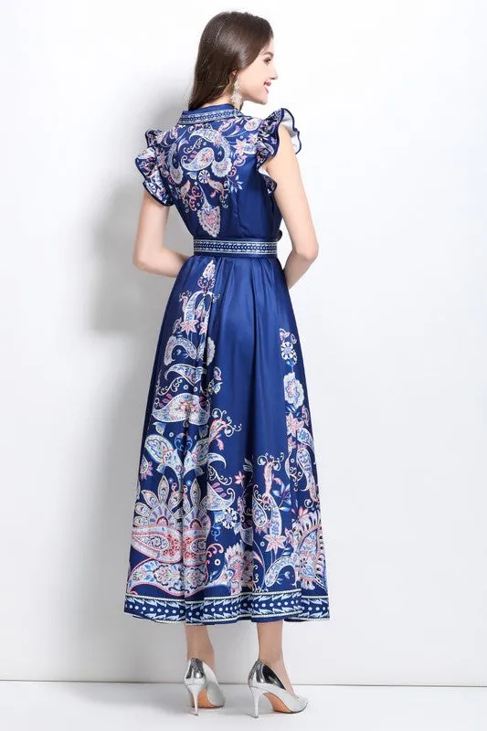Baroque Paisley Maxi Dress