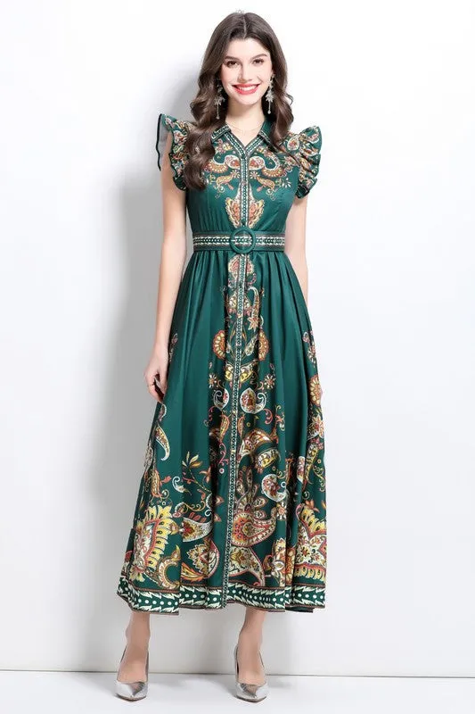 Baroque Paisley Maxi Dress