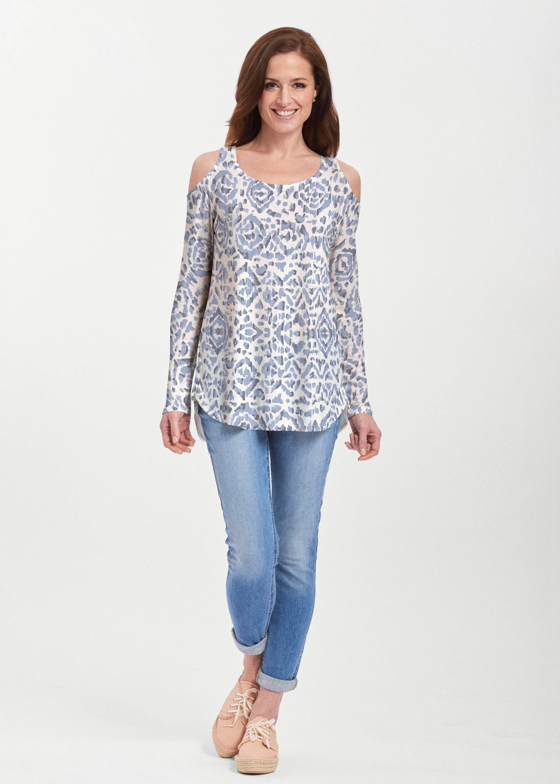 Batik Zebra (7753) ~ Butterknit Cold Shoulder Tunic
