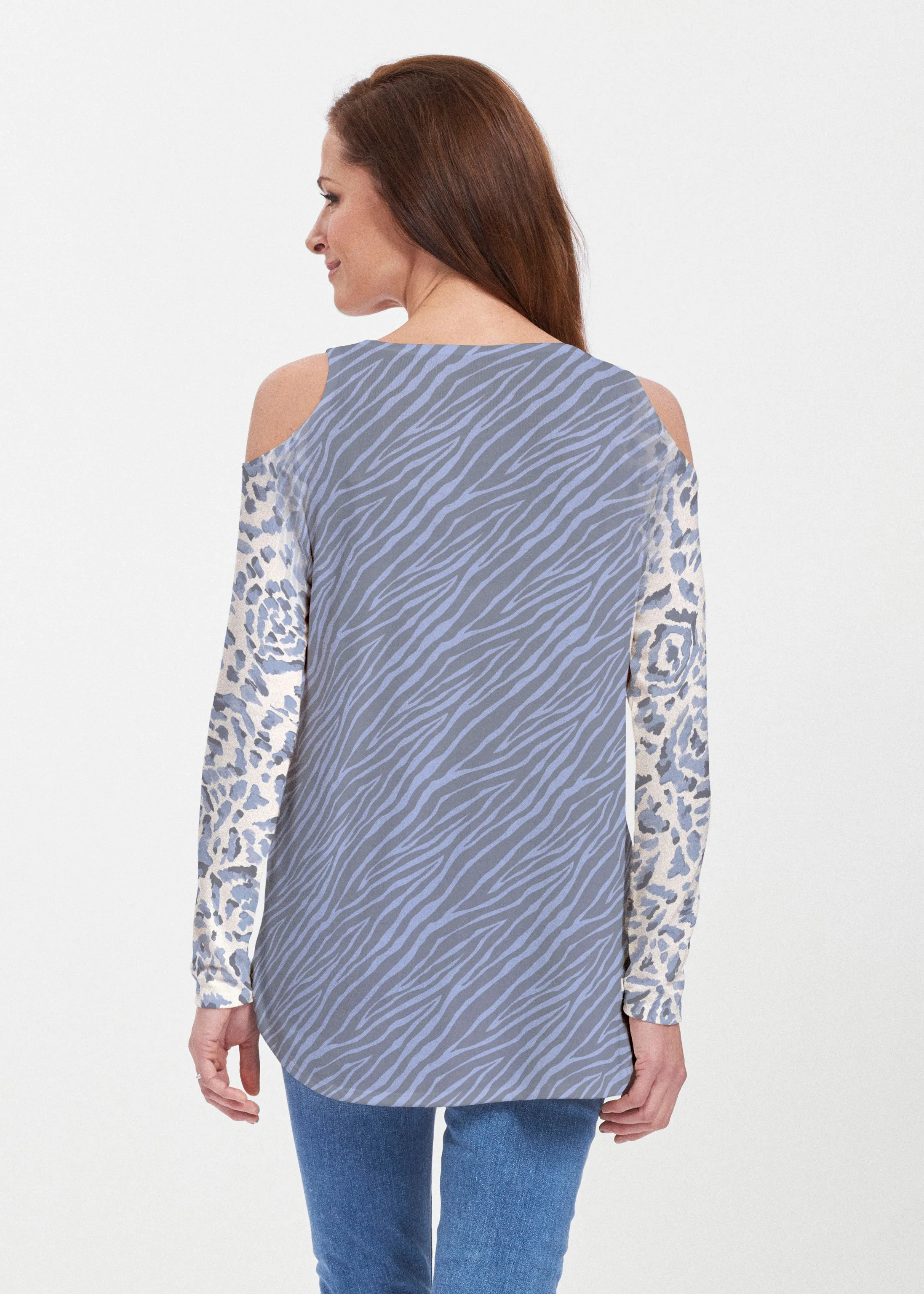 Batik Zebra (7753) ~ Butterknit Cold Shoulder Tunic