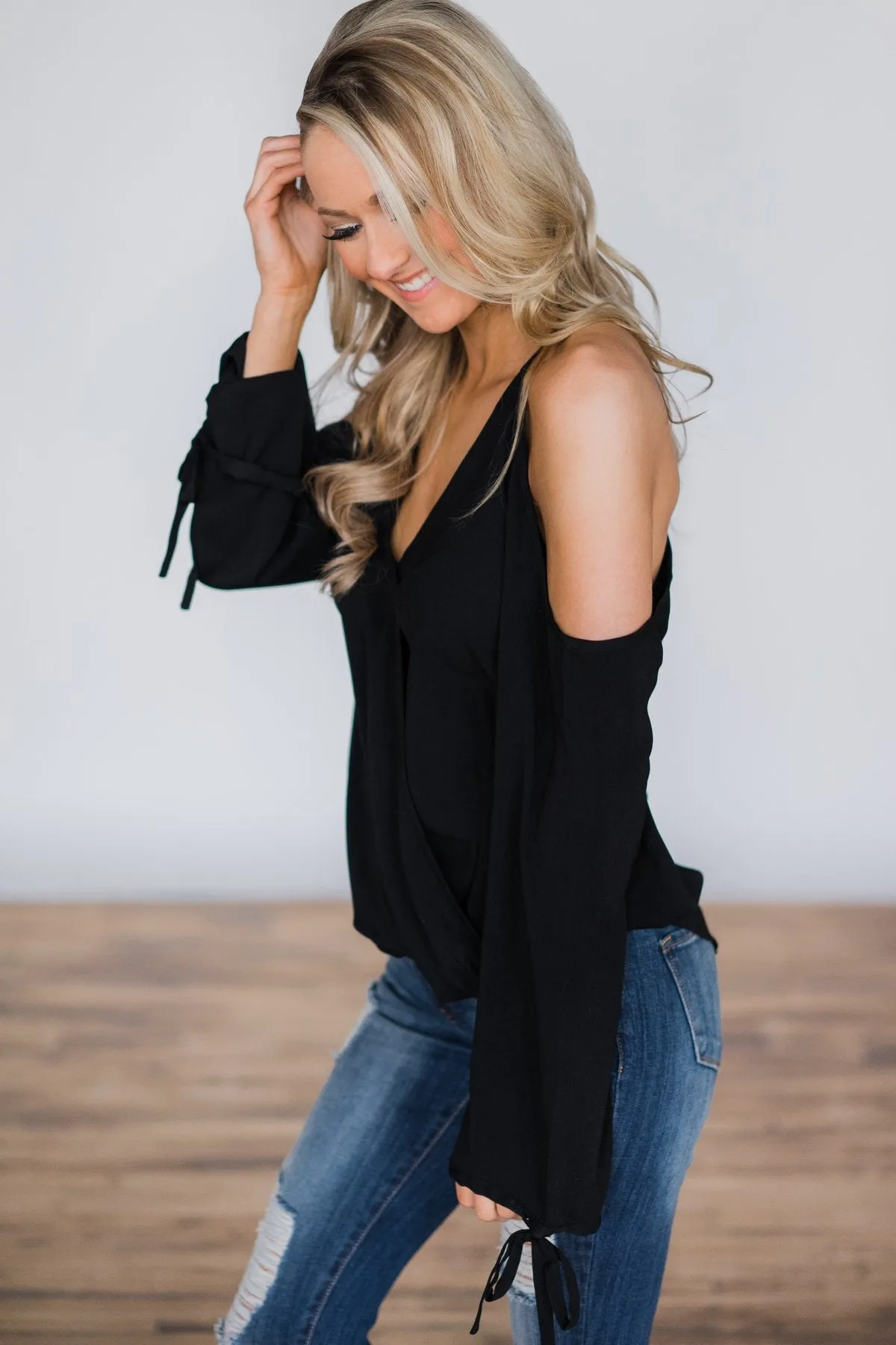 Beach Retreat Cold Shoulder Top ~ Black