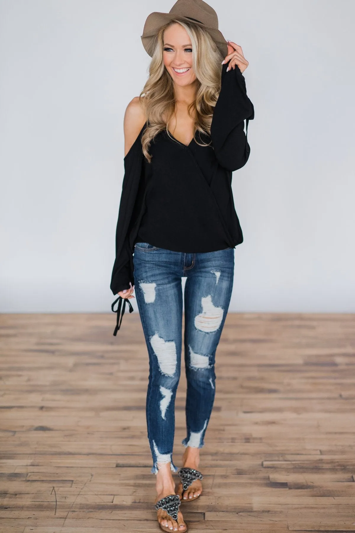 Beach Retreat Cold Shoulder Top ~ Black