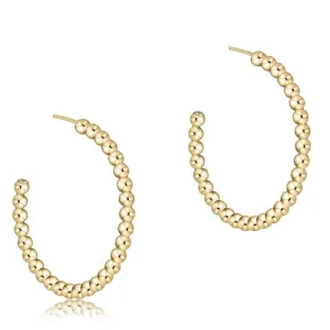 Beaded Classic 1.25" Post Hoop Earring - 3mm Gold