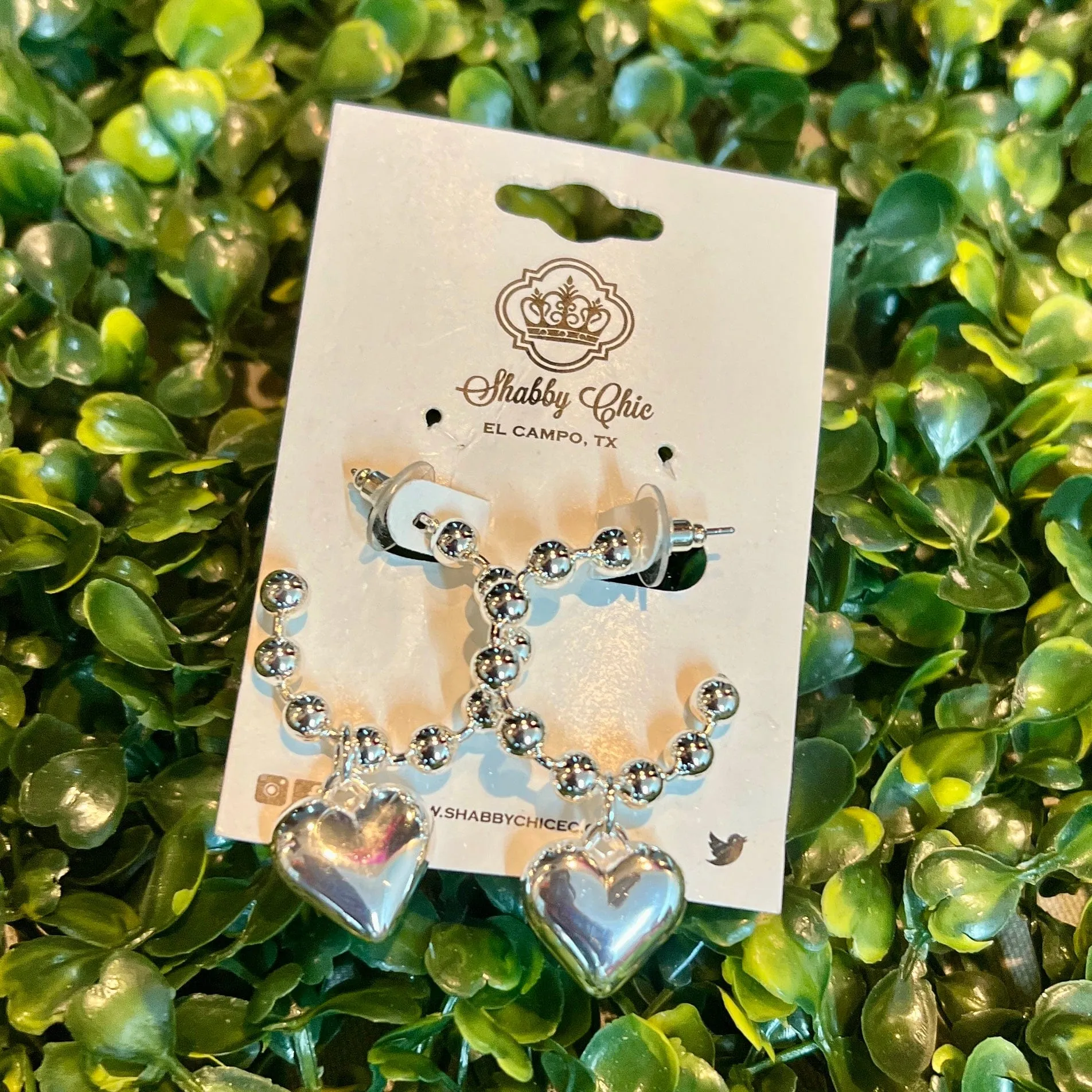 Beaded Hoop with Heart Earrings