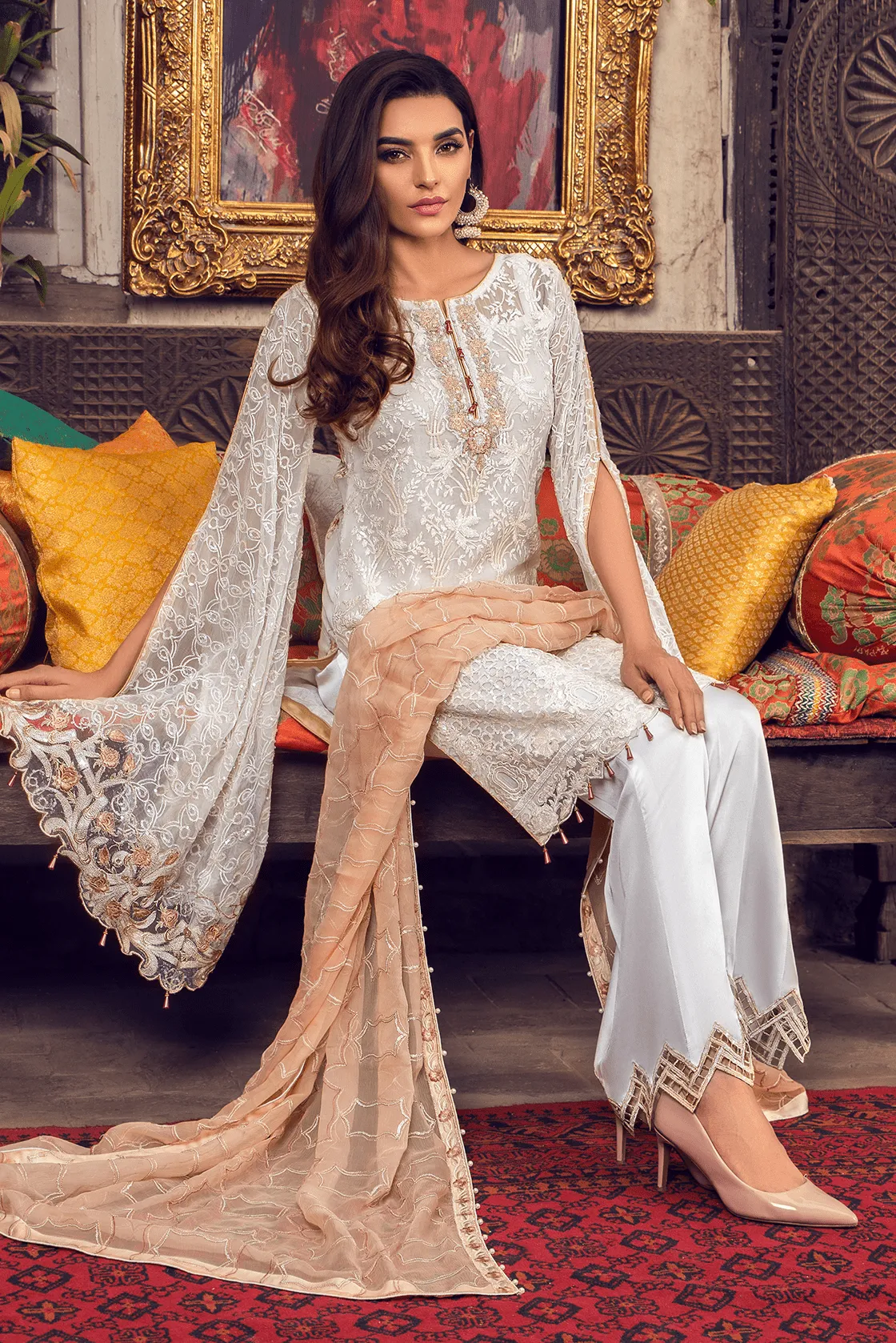 Bell bottom trouser design with shirt for women # P2718