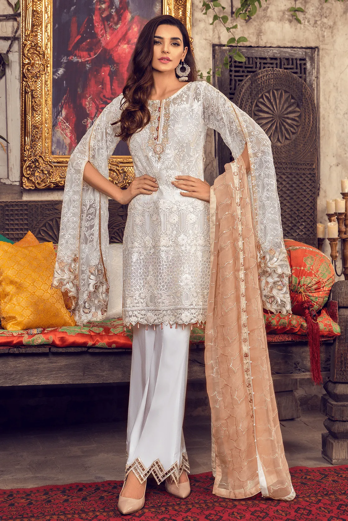 Bell bottom trouser design with shirt for women # P2718
