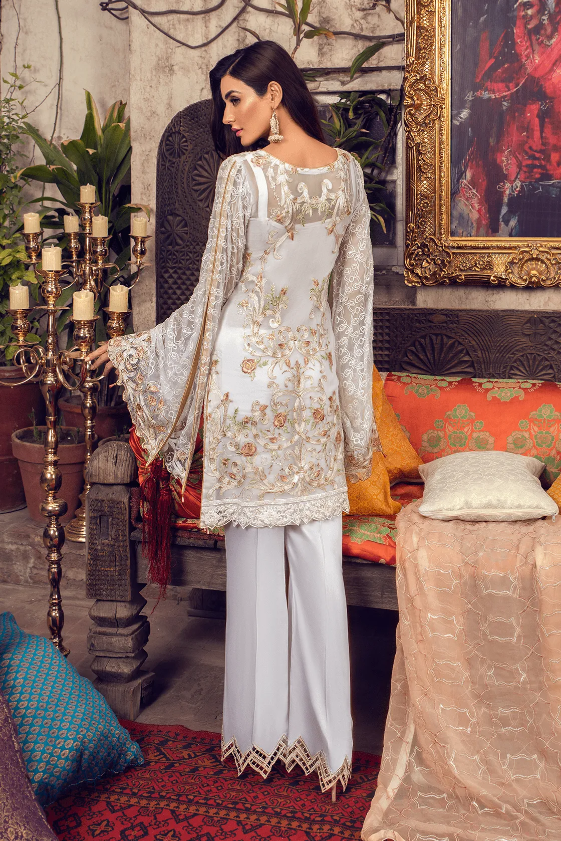 Bell bottom trouser design with shirt for women # P2718