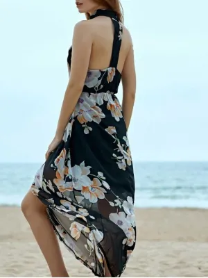 BerryBetty - Gorgeous Floral Chiffon Beach Maxi Dress