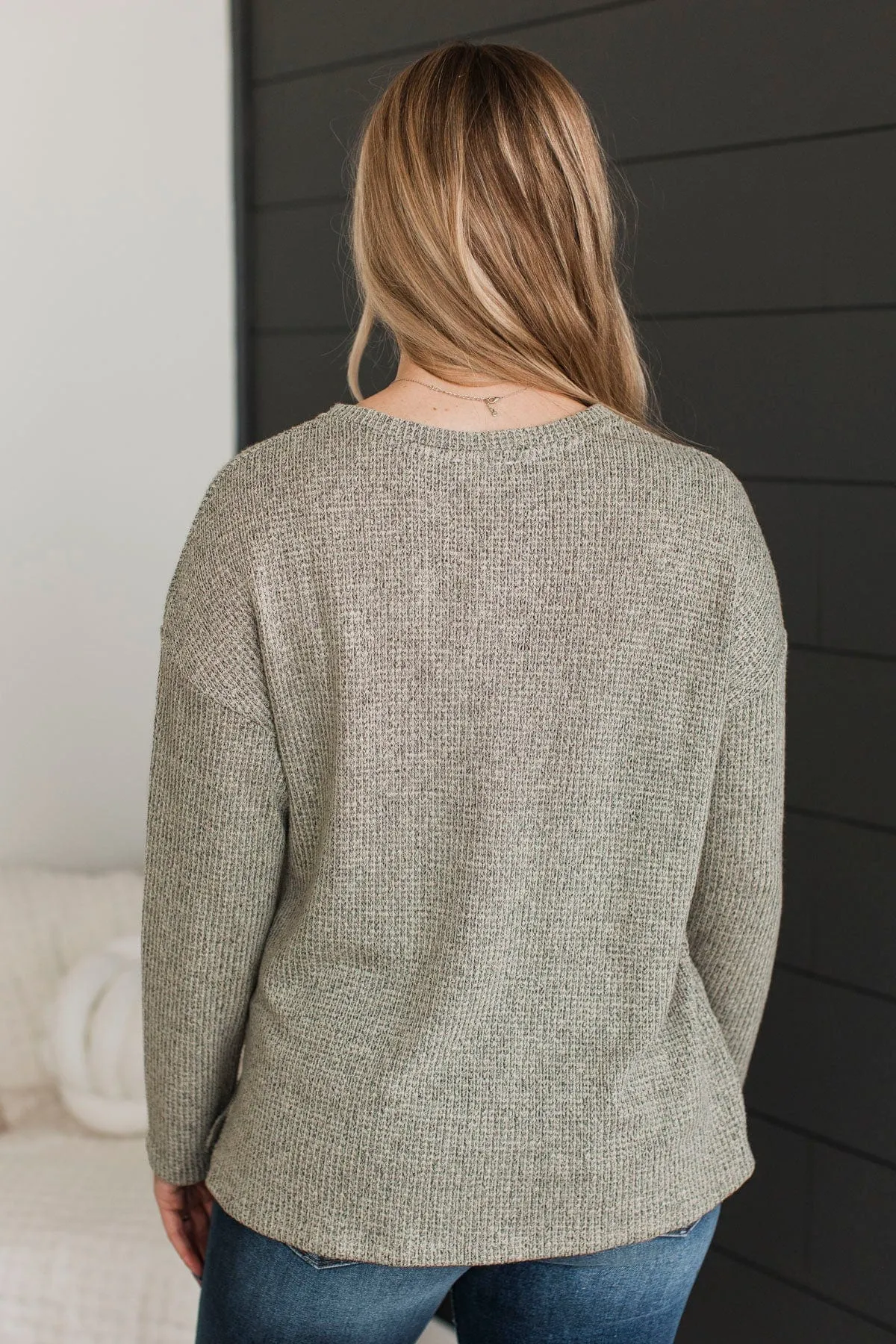 Best Outcome Two-Tone Knit Top- Olive