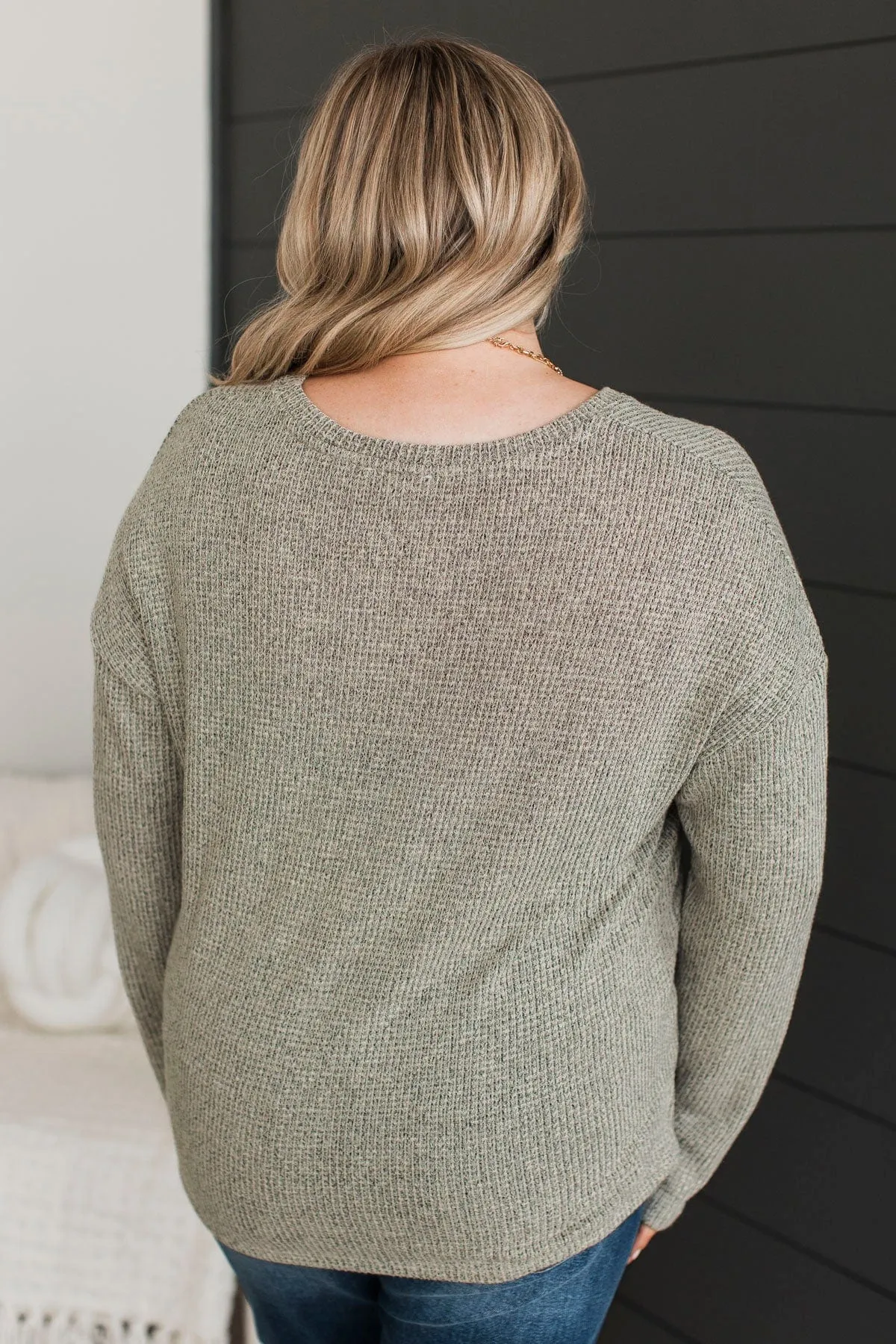 Best Outcome Two-Tone Knit Top- Olive