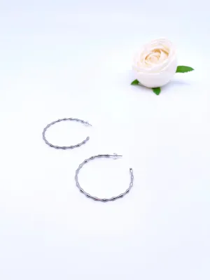 Big O Hoop Bamboo Earrings in Sterling Silver