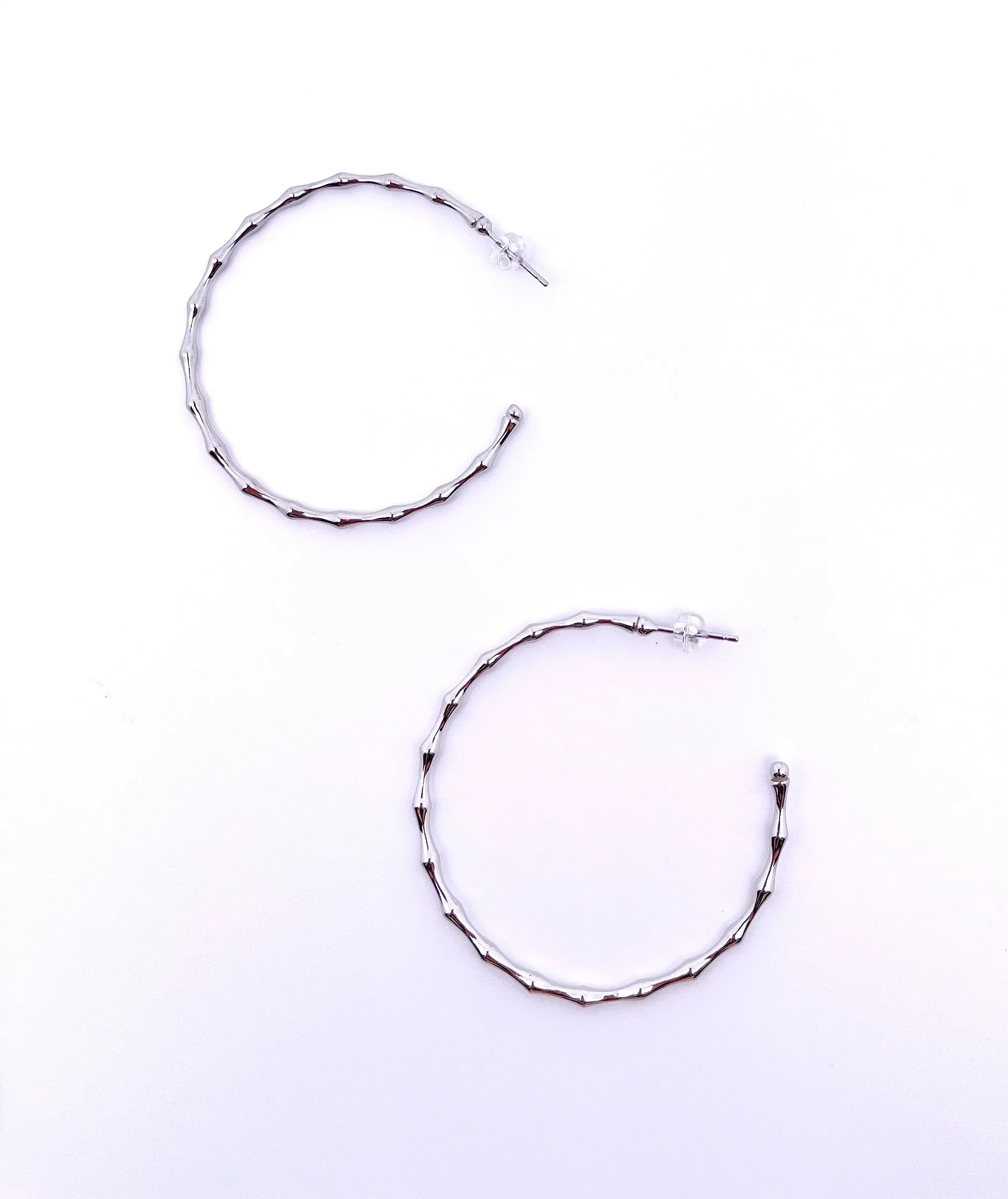 Big O Hoop Bamboo Earrings in Sterling Silver