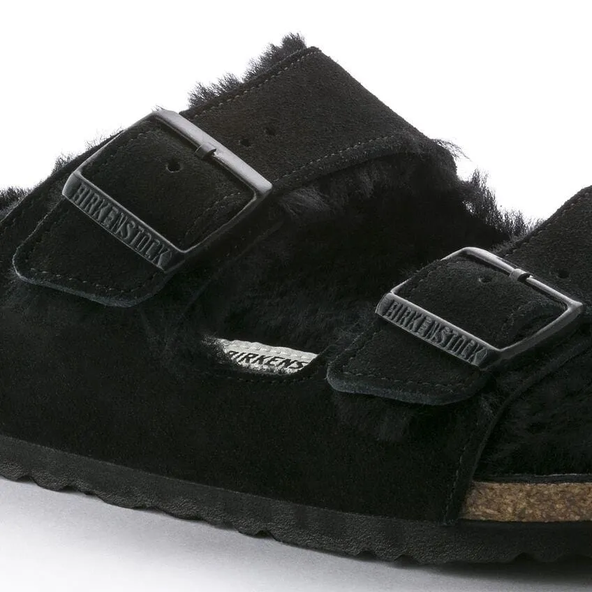 Birkenstock Arizona Black Shearling Sandal - Regular