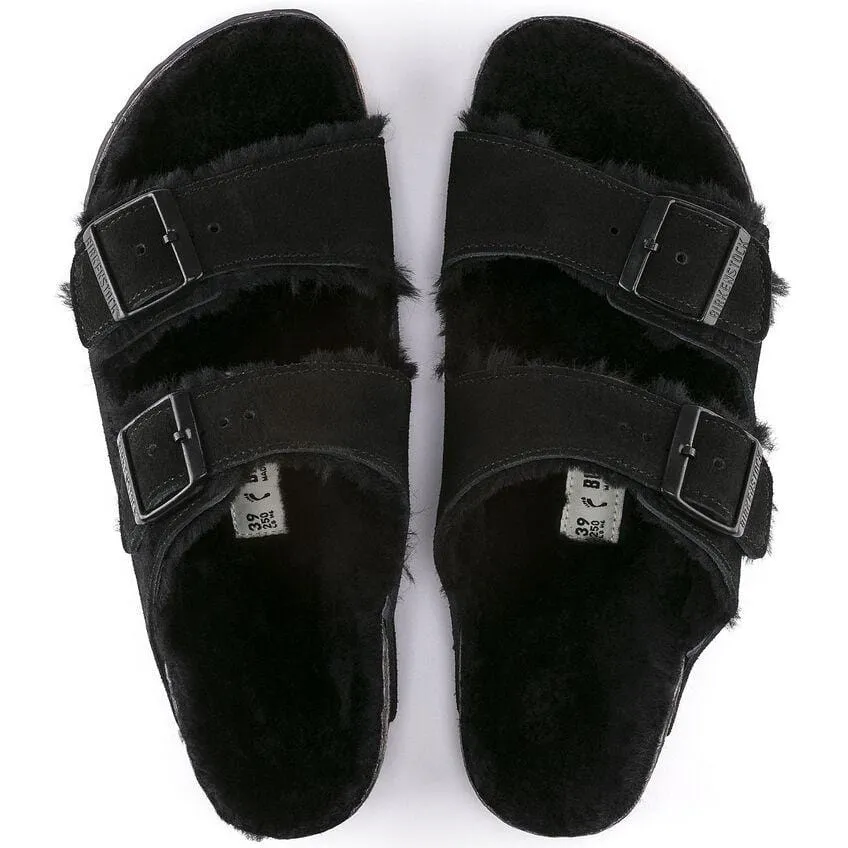 Birkenstock Arizona Black Shearling Sandal - Regular