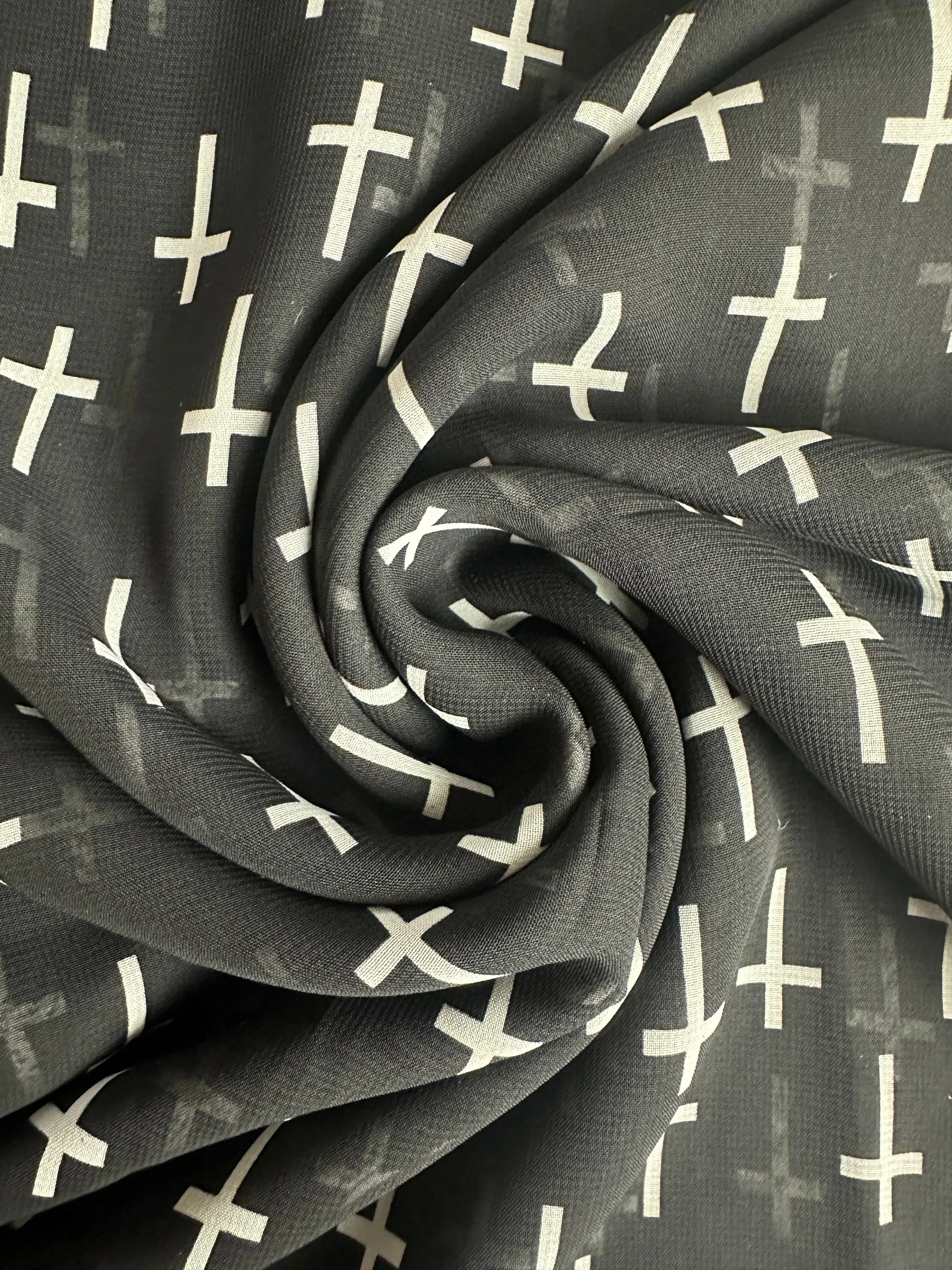 Black and White Cross Chiffon