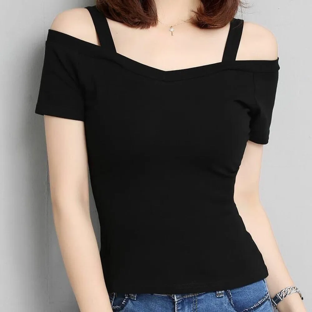 Black Cold Shoulder Solid Knit Top