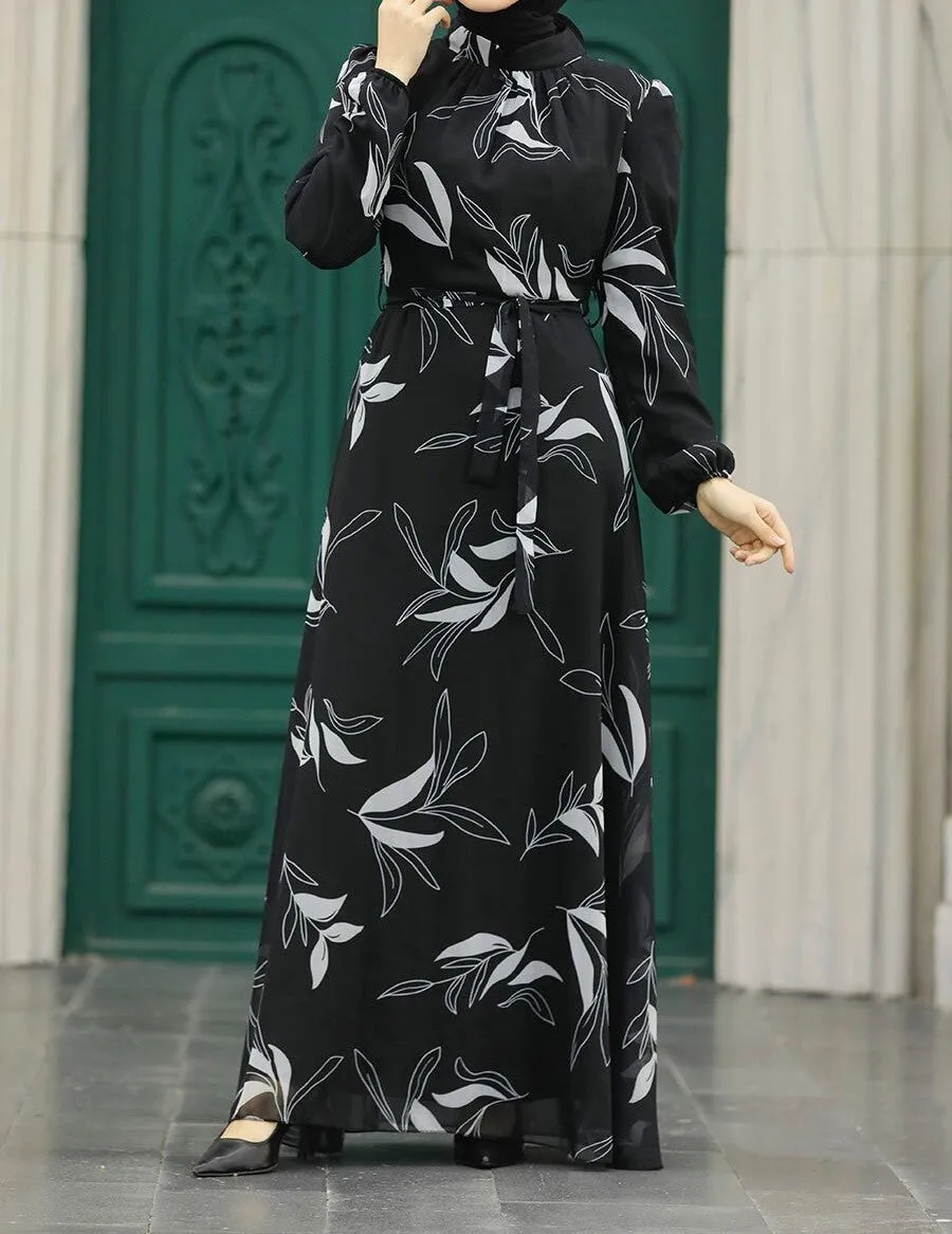 Black Floral Chiffon Maxi