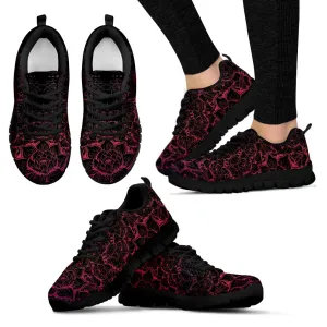 Black Floral Women's Sneakers Black Soles