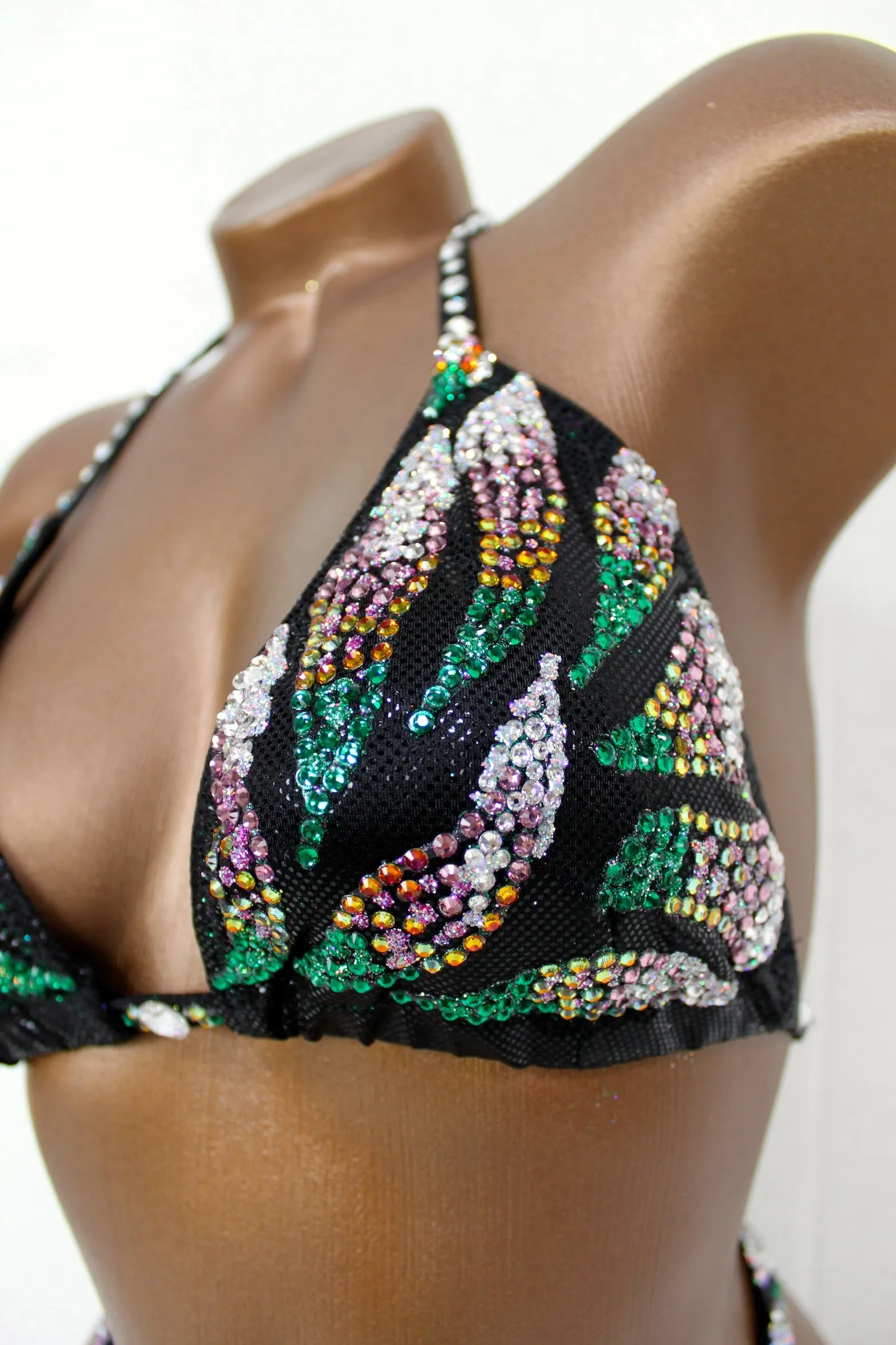 Black Holographic Dots Figure Competition Suit