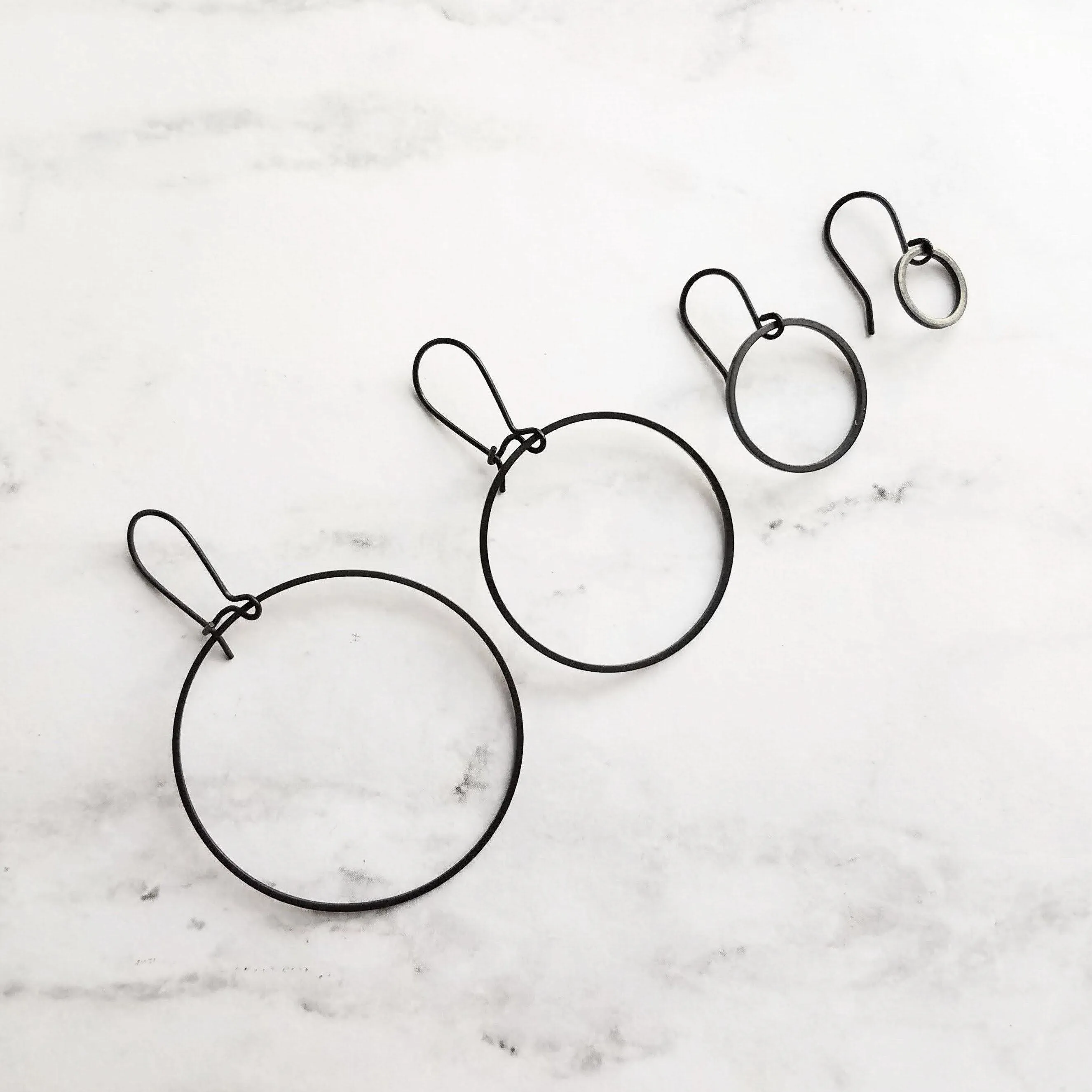 Black Hoop Earrings, black circle earring, black hoop earring, black open circle earring, black ring earring, thin black circle earring