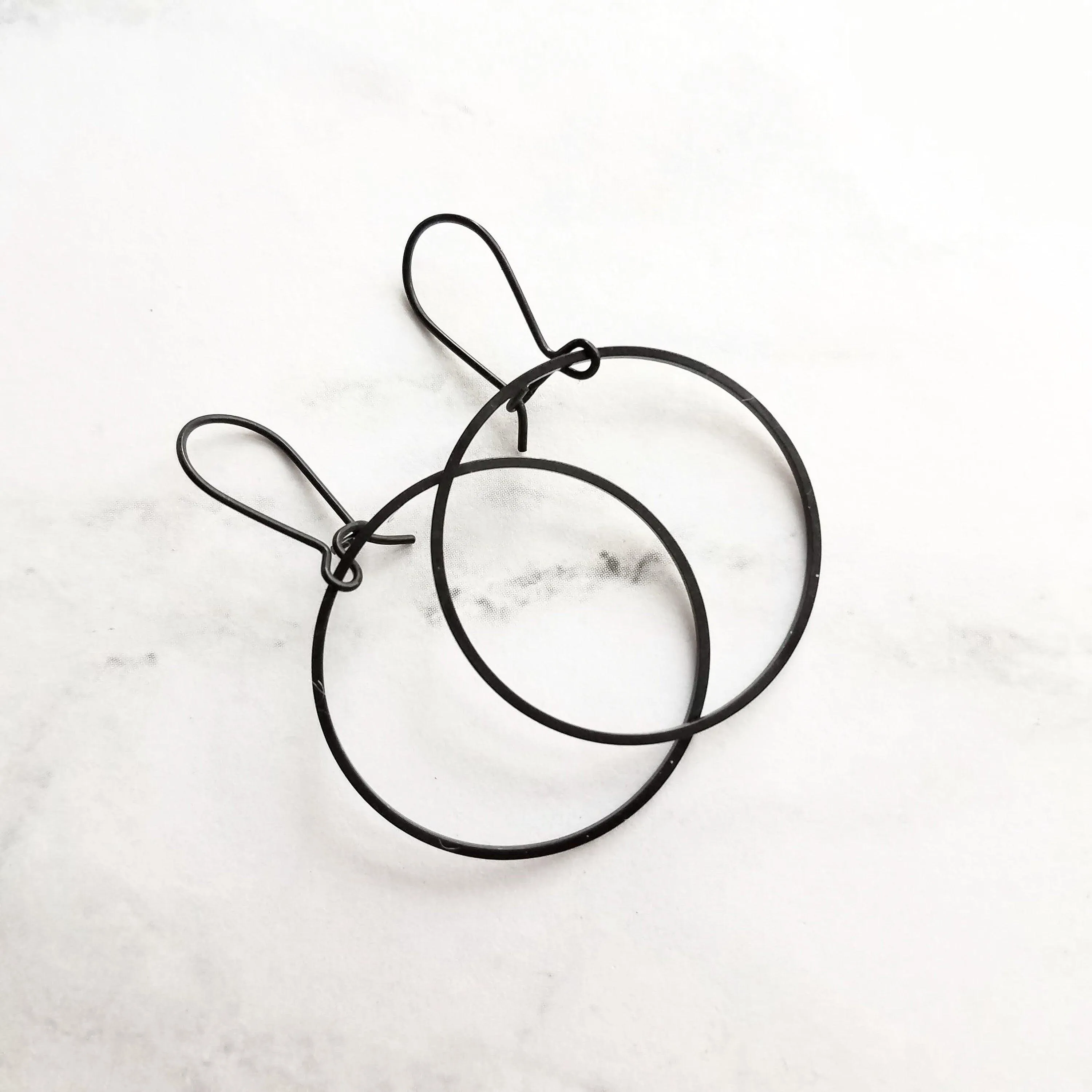 Black Hoop Earrings, black circle earring, black hoop earring, black open circle earring, black ring earring, thin black circle earring
