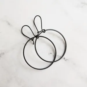 Black Hoop Earrings, black circle earring, black hoop earring, black open circle earring, black ring earring, thin black circle earring