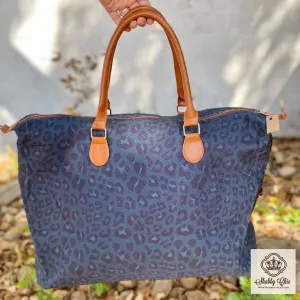 Black Leopard Tote Overnight Bag