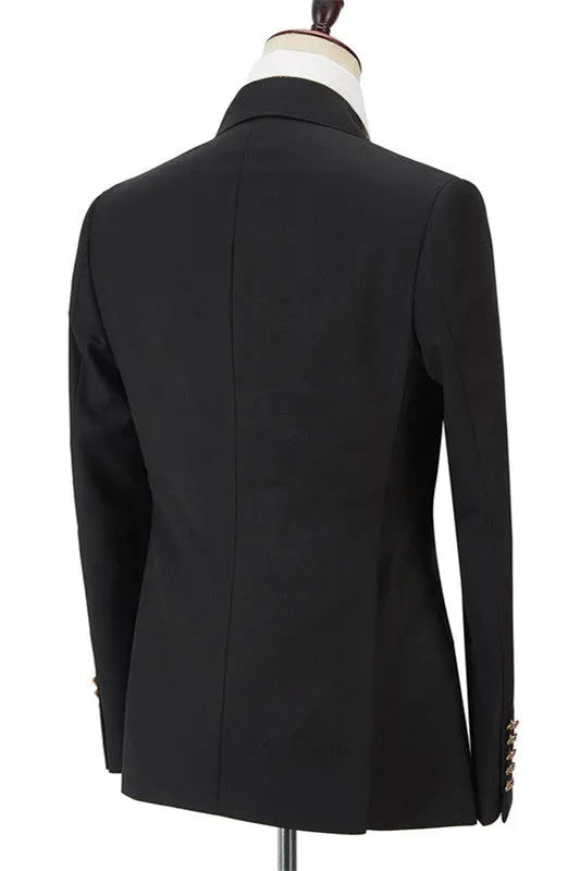 Black Men Suits Online Peak Lapel Blazer with Double Breasted