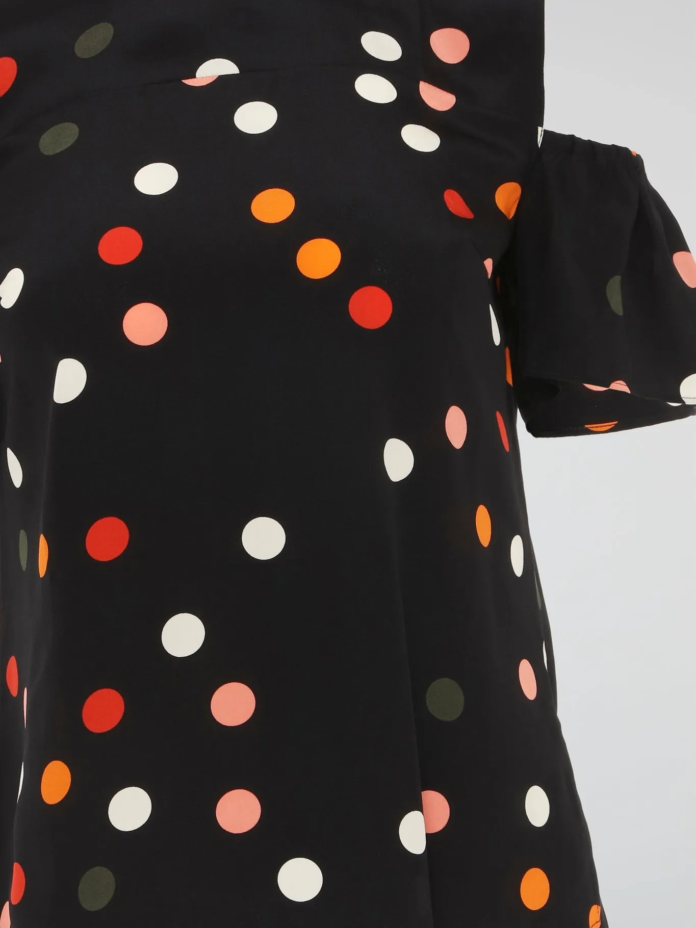 Black Polka Dot Cold Shoulder Top