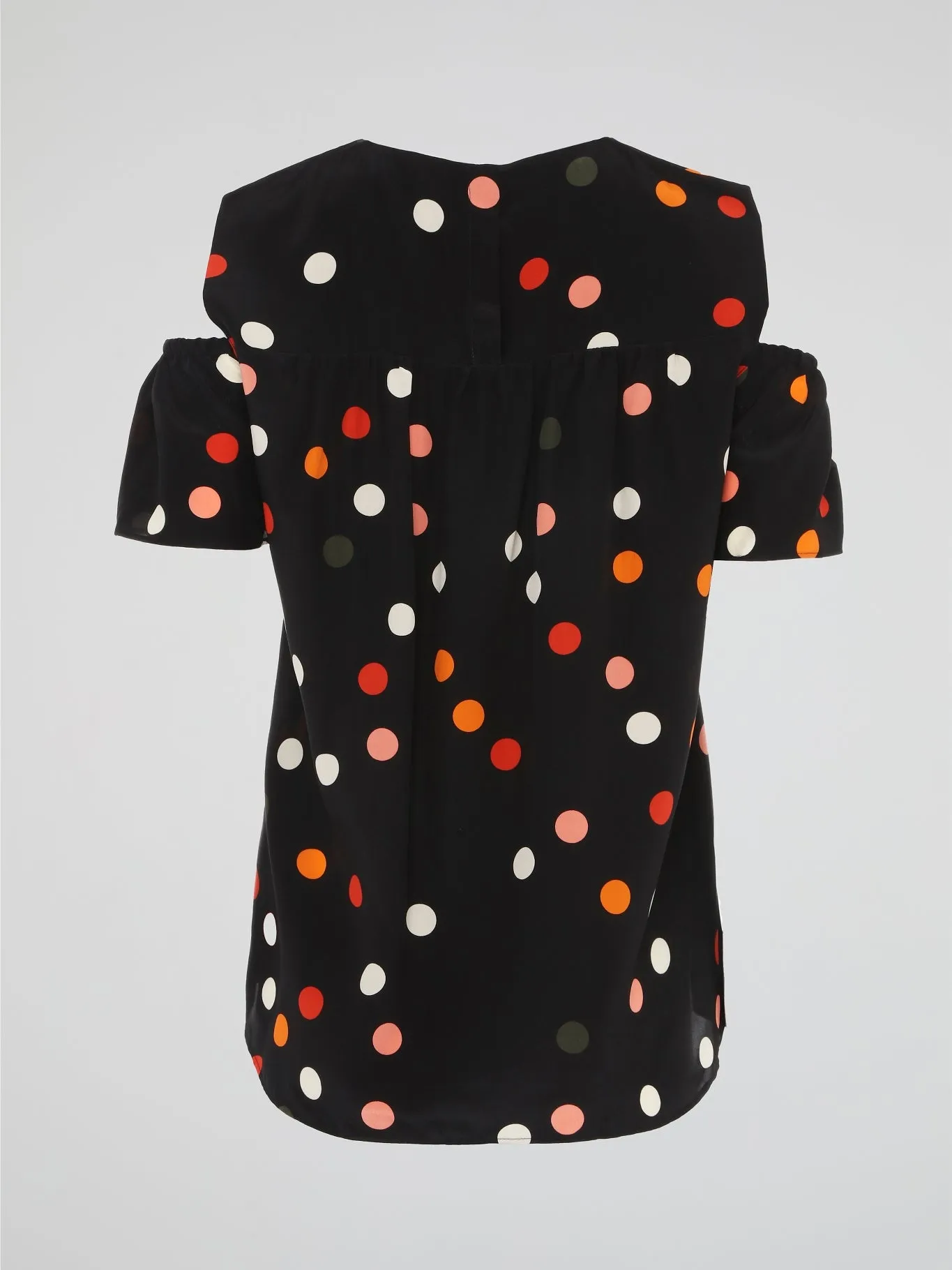 Black Polka Dot Cold Shoulder Top