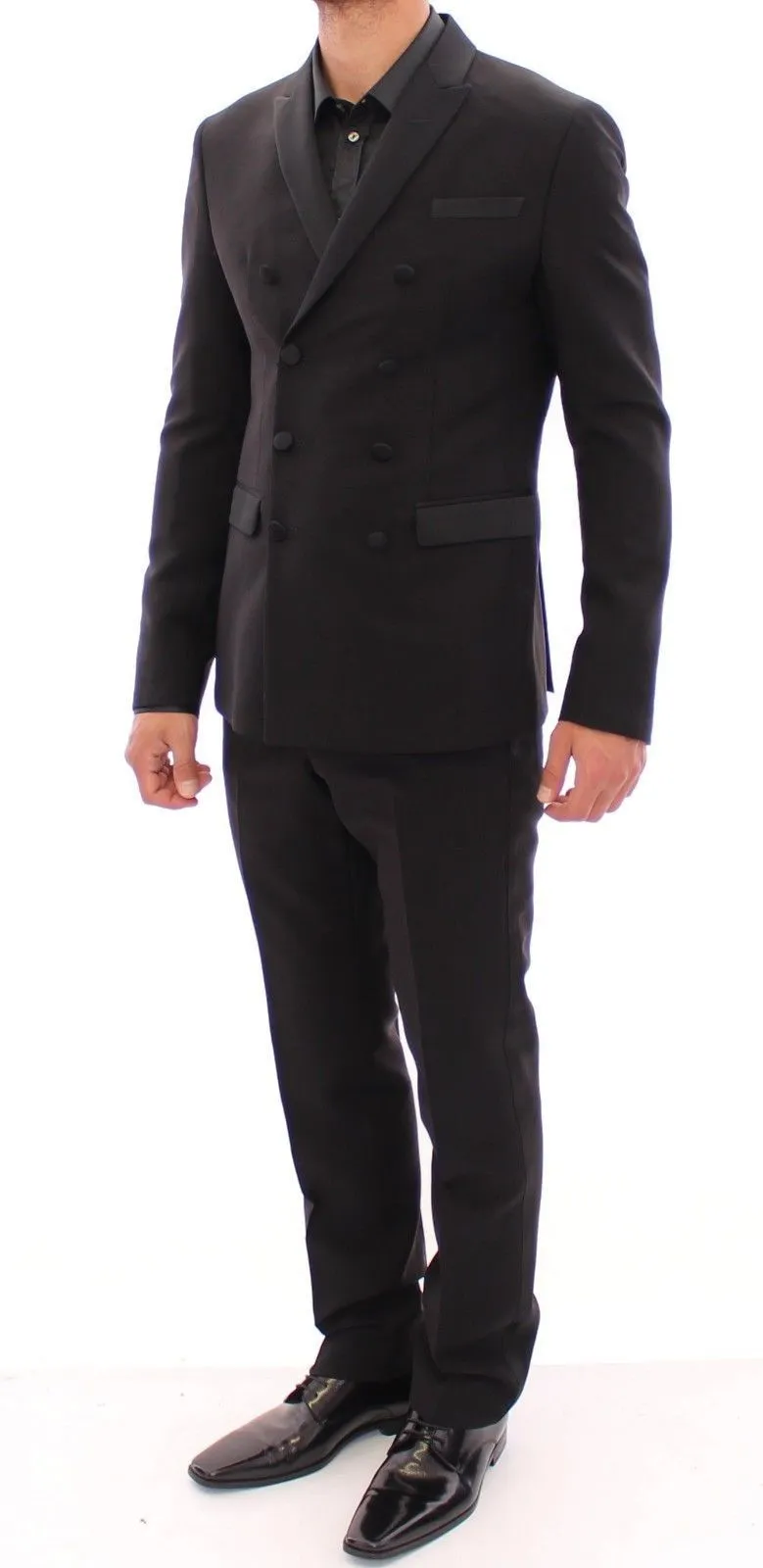 Black Slim Fit Wool Smoking Tuxedo Suit