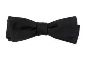 Black Solid Satin Slim Bow Tie