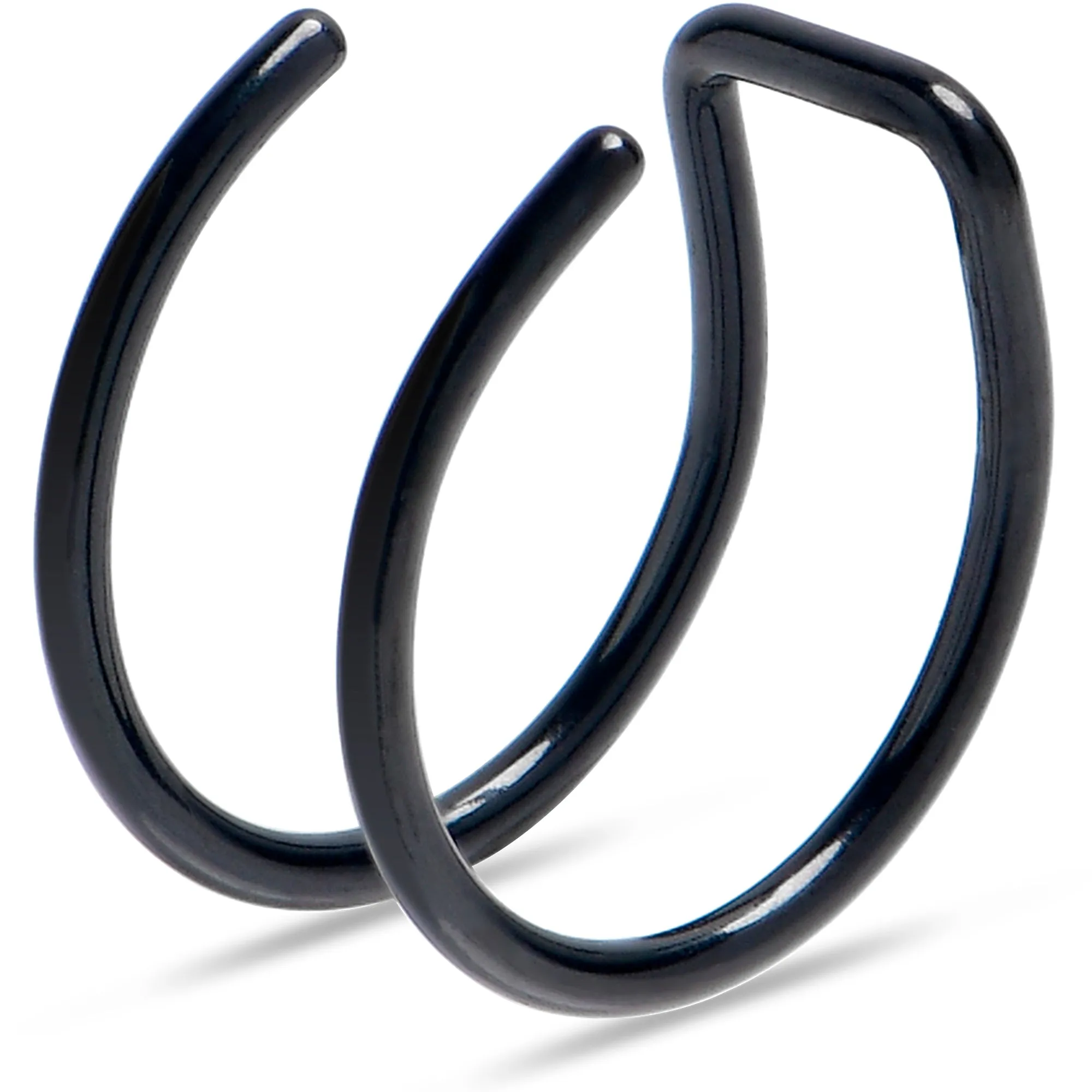 Black Stainless Steel Clip on Double Hoop Fake Cartilage Earring Ear Cuff